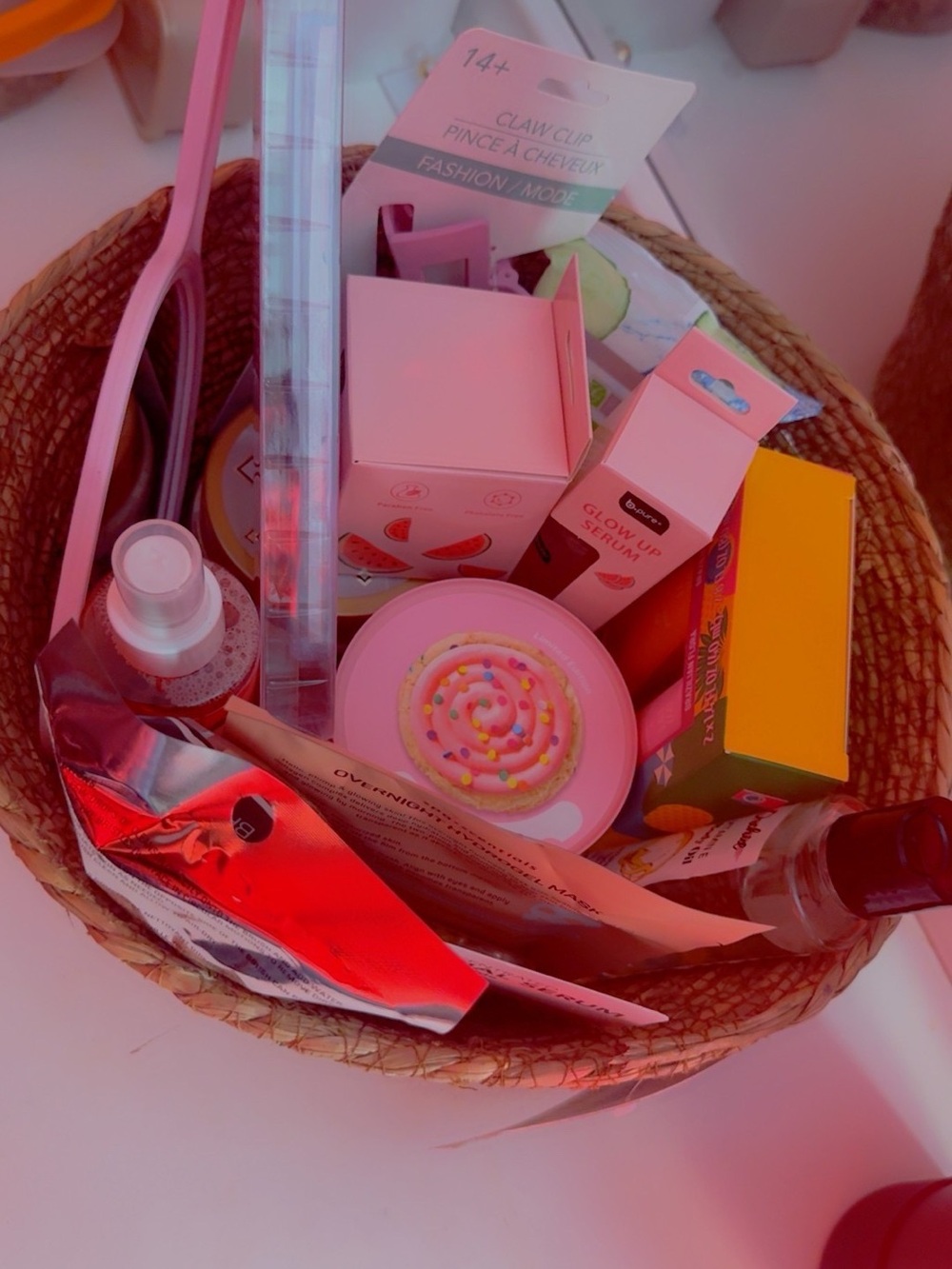 Assorted Pink Beauty & Self-Care Gift Basket